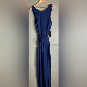 Truth & Fable Womens Size XXL Blue Wrap Back Sleeveless Woven Crepe Jumpsuit